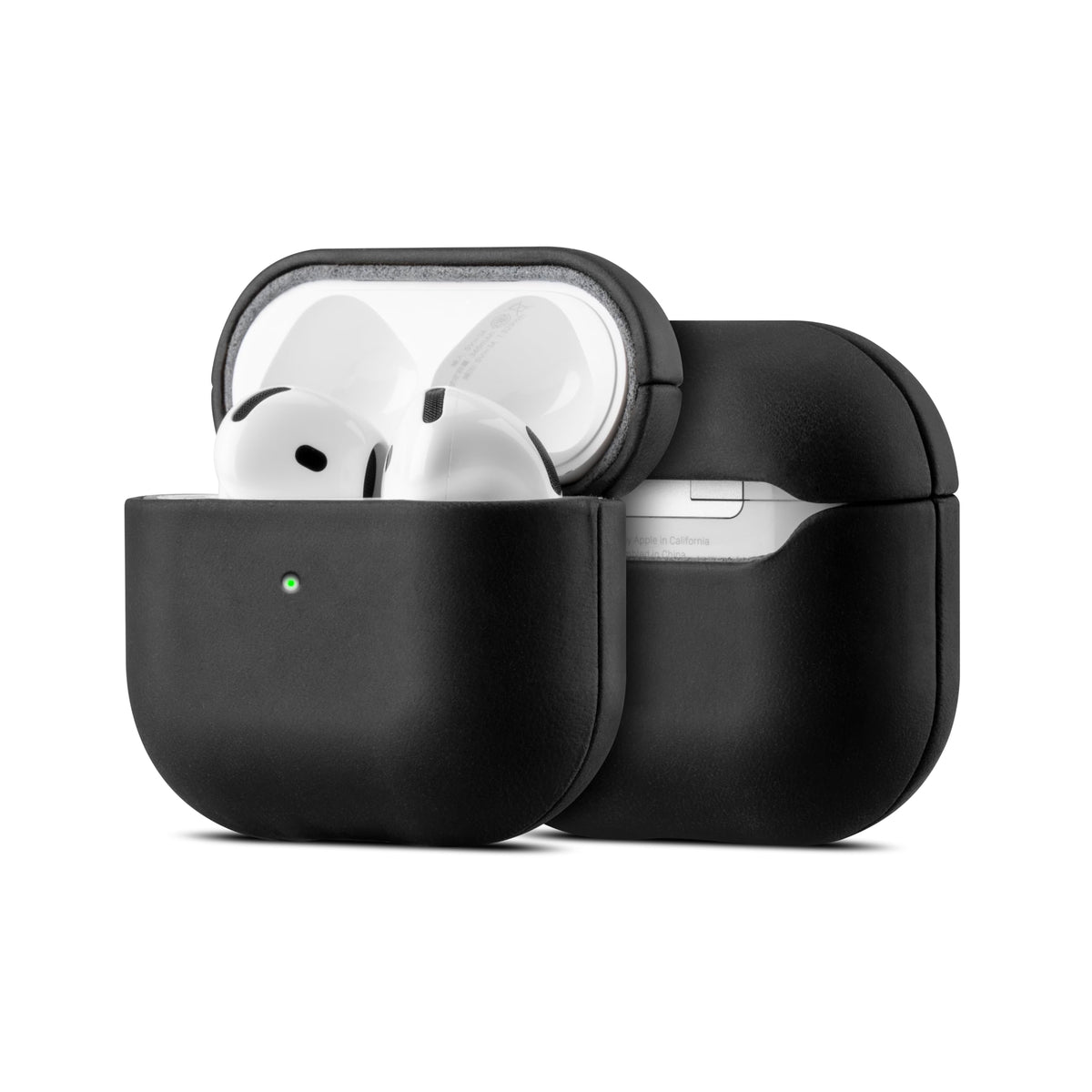 Maogoam AirPods 4 leather case in black for durable protection with vintage charm.