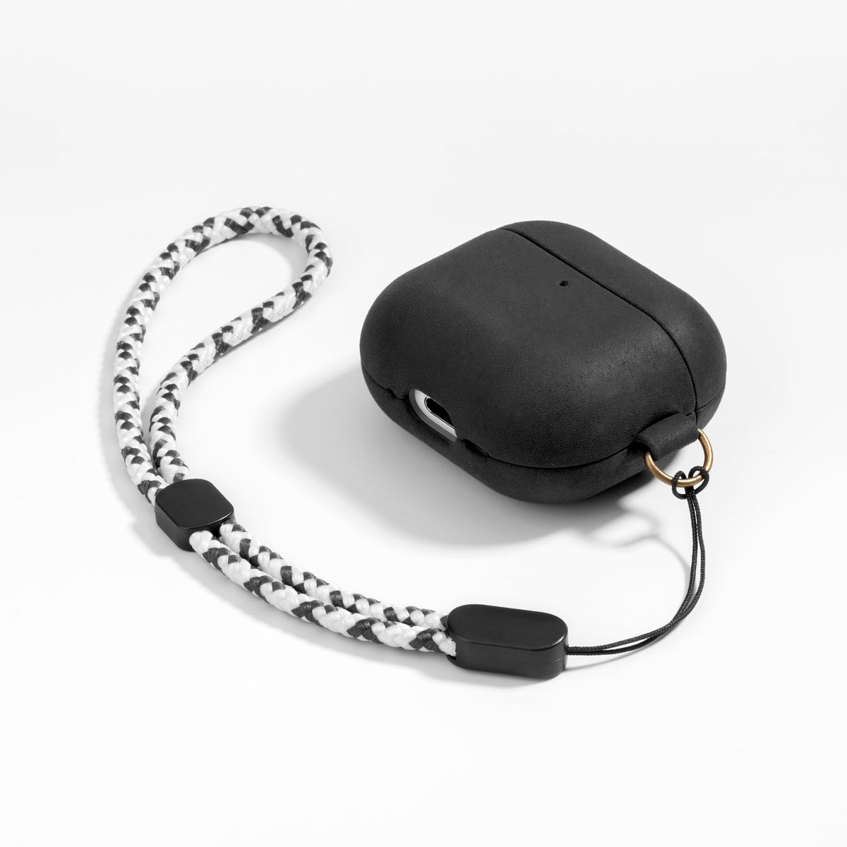 Maogoam AirPods 4 leather case with braided hand strap for secure daily carry.