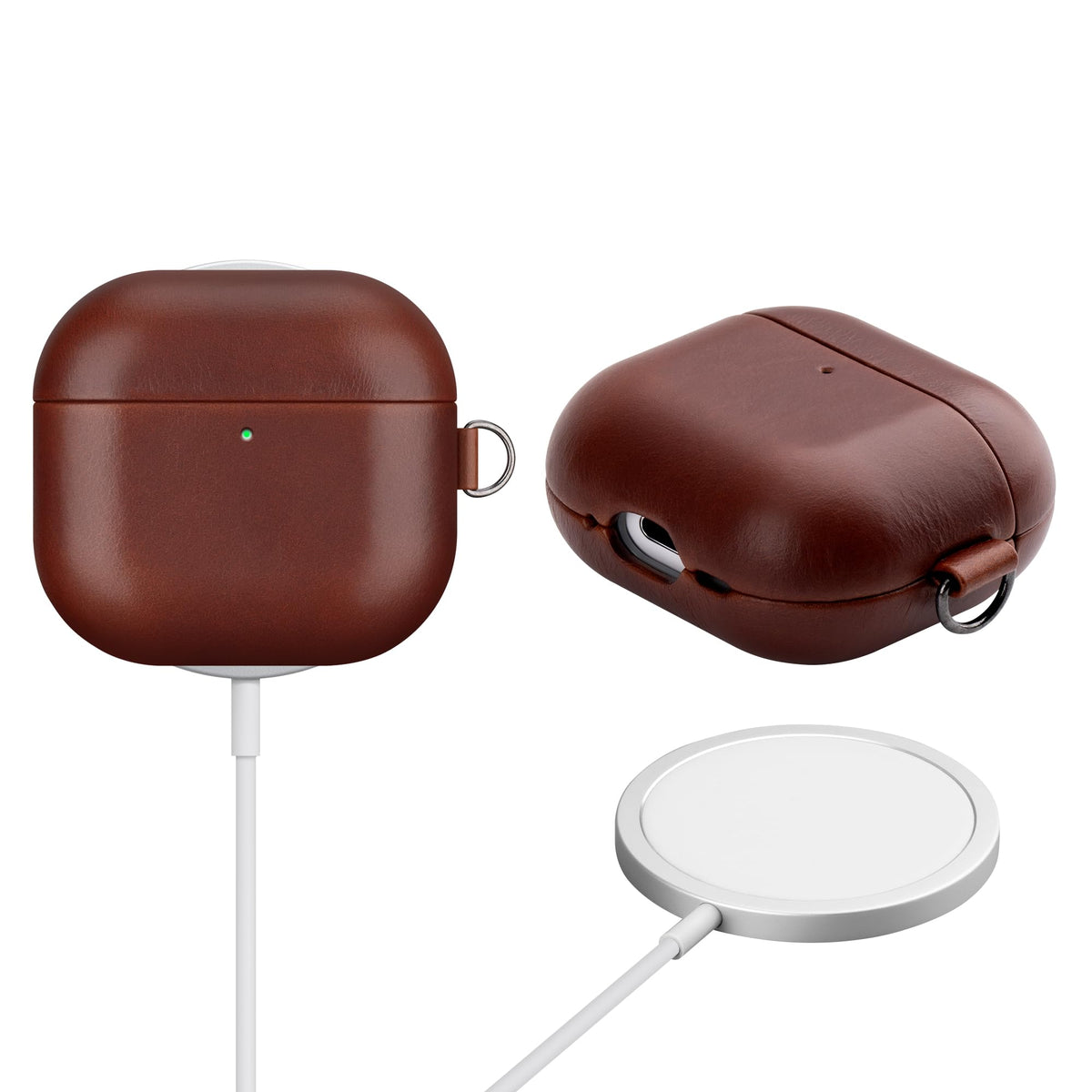 Maogoam AirPods 4 leather case supports wireless charging without removal.