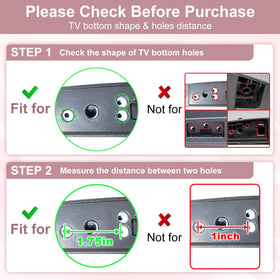 Maozhren close-up of mounting holes matching LG TV pattern for correct fit