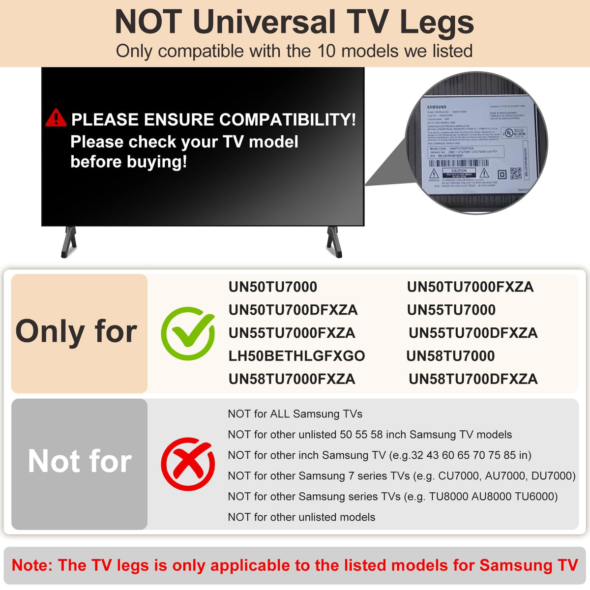 Maozhren easy-assembly legs simplify setup for Samsung TVs.