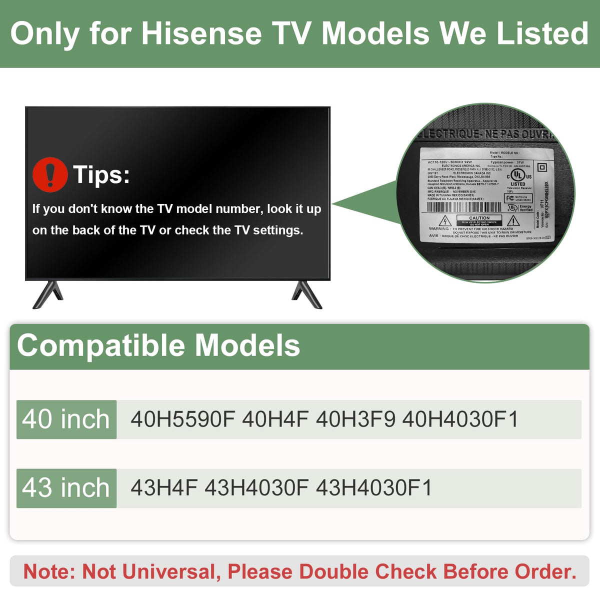 Maozhren Hisense 43 inch legs front view shows balanced height for viewing.