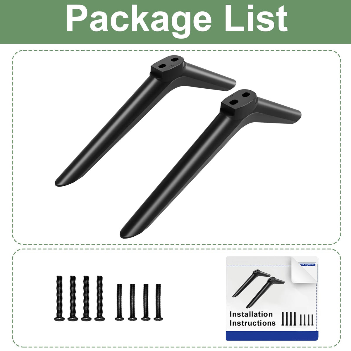 Maozhren TV stand legs on TV demonstrate immediate stability after attachment.