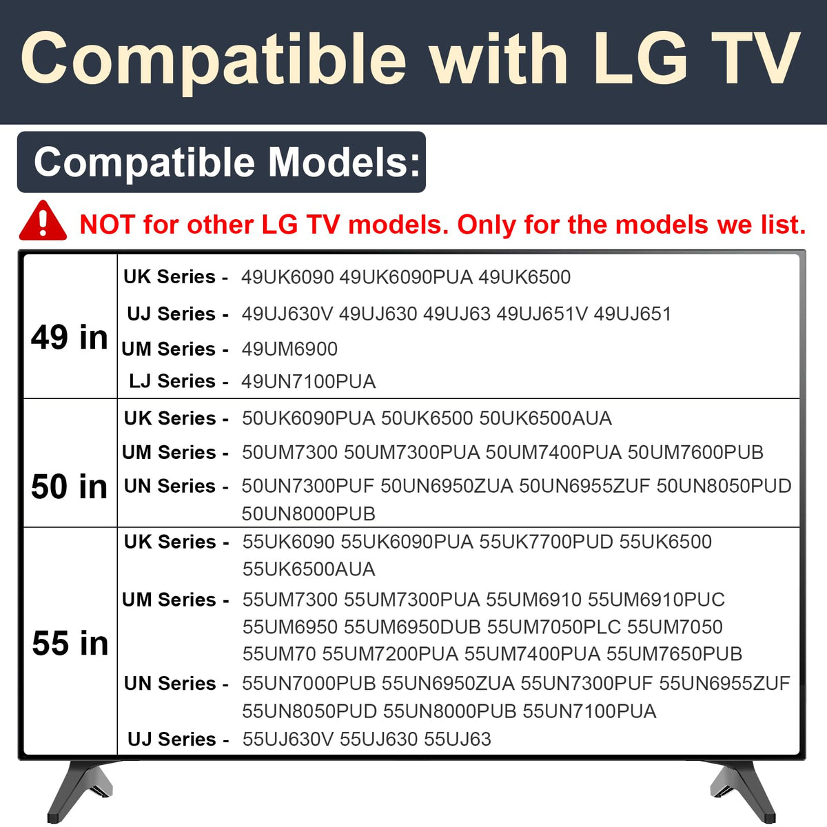 Maozhren LG stand legs for 50UK6500 deliver secure base and no-wall-drill setup.
