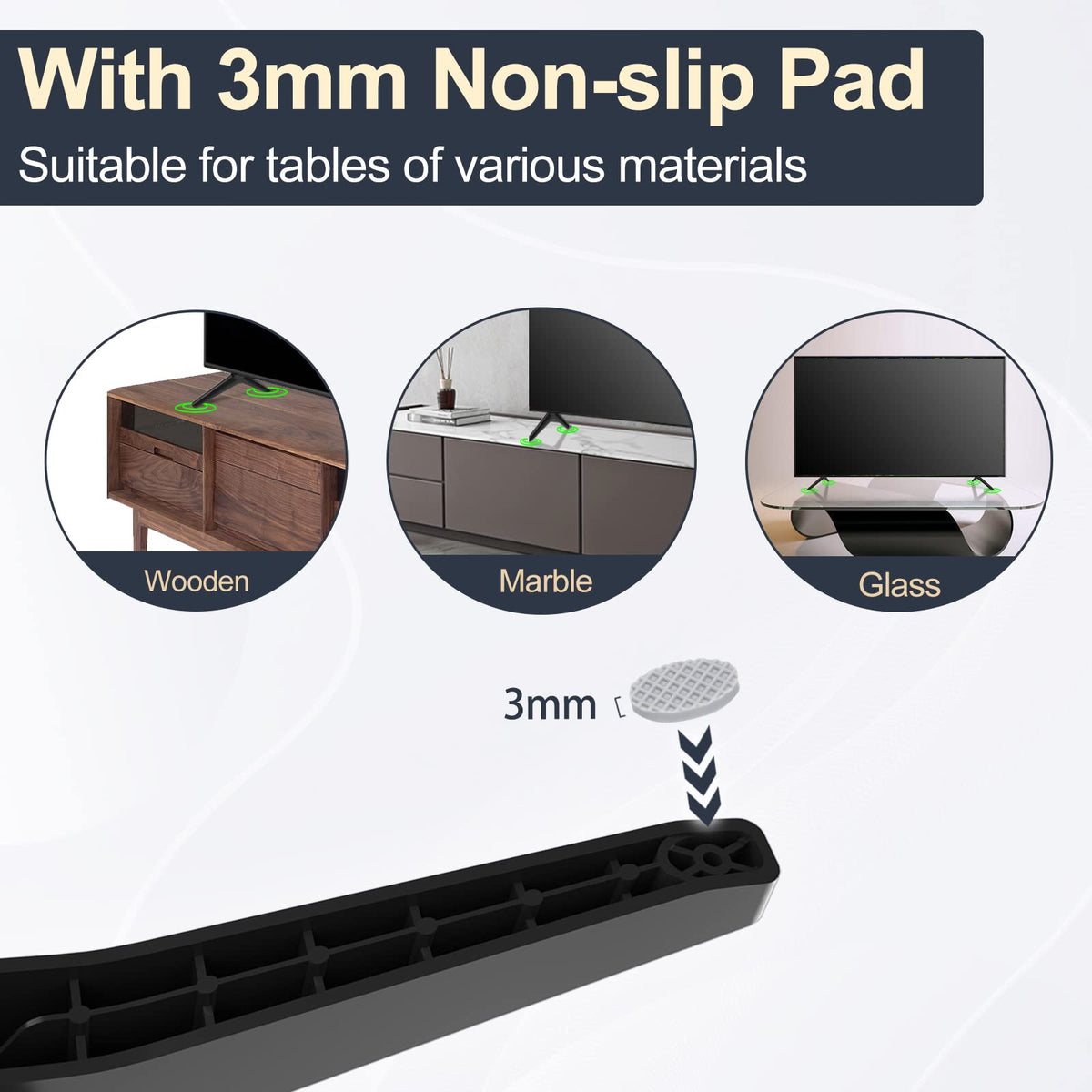 Maozhren LG TV legs for 55UN7300 improve stability and easy mounting without wall drilling.
