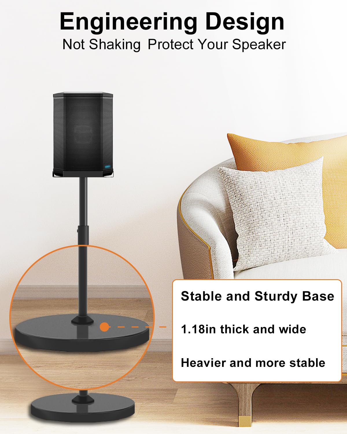 Maozhren stable base keeps speakers steady during use.