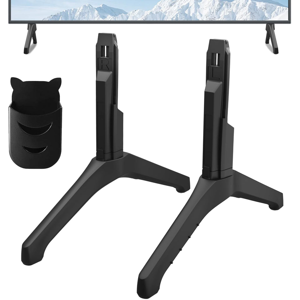 Maozhren TV stand legs with remote holder keep the remote handy.