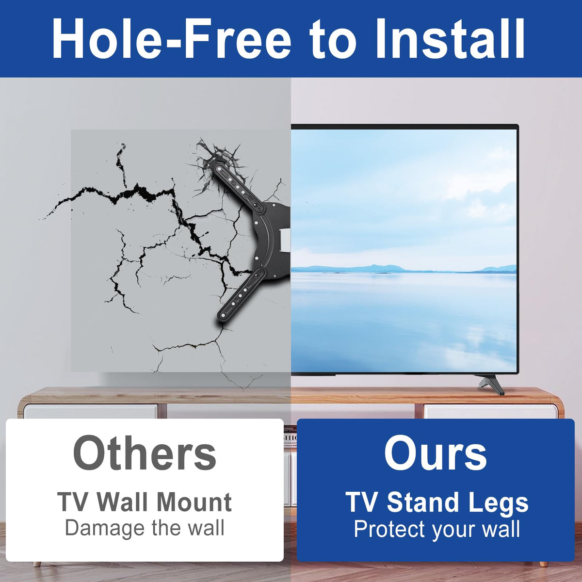 Maozhren TV legs provide strong, safe support up to 80 lbs