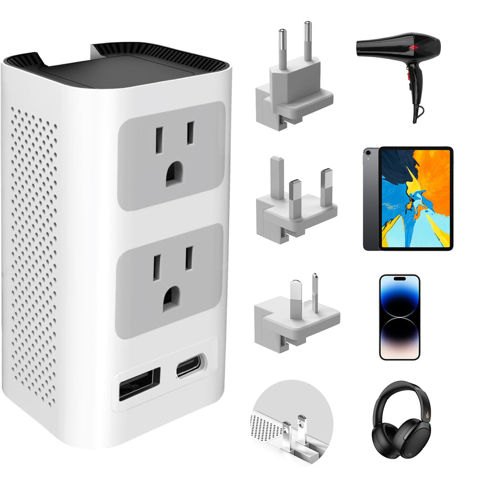 Mapambo compact voltage converter for travel with 2000W capacity, ideal for hair tools abroad.