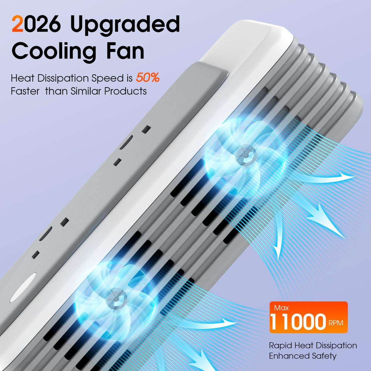Mapambo cooling fan vent close-up showing quiet fast cooling for safe use