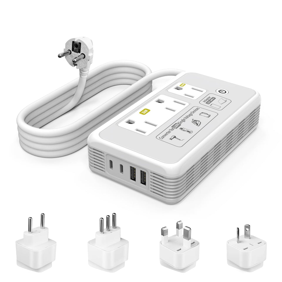 Mapambo front panel view showing AC sockets and USB ports for versatile charging