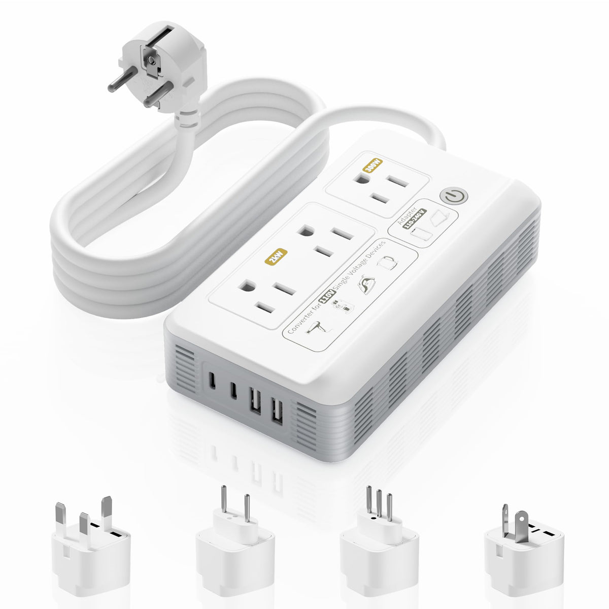 Mapambo front view showing outlets and ports, convenient all-in-one power