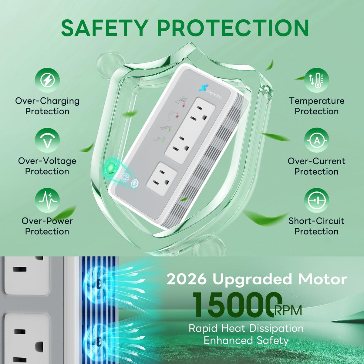 Mapambo product label with safety certifications ensuring secure operation