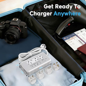 Mapambo powering laptop phone and camera simultaneously to demonstrate multi-device charging