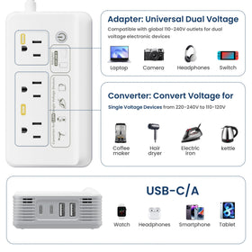 Mapambo set of four plug adapters, compatible worldwide for travel
