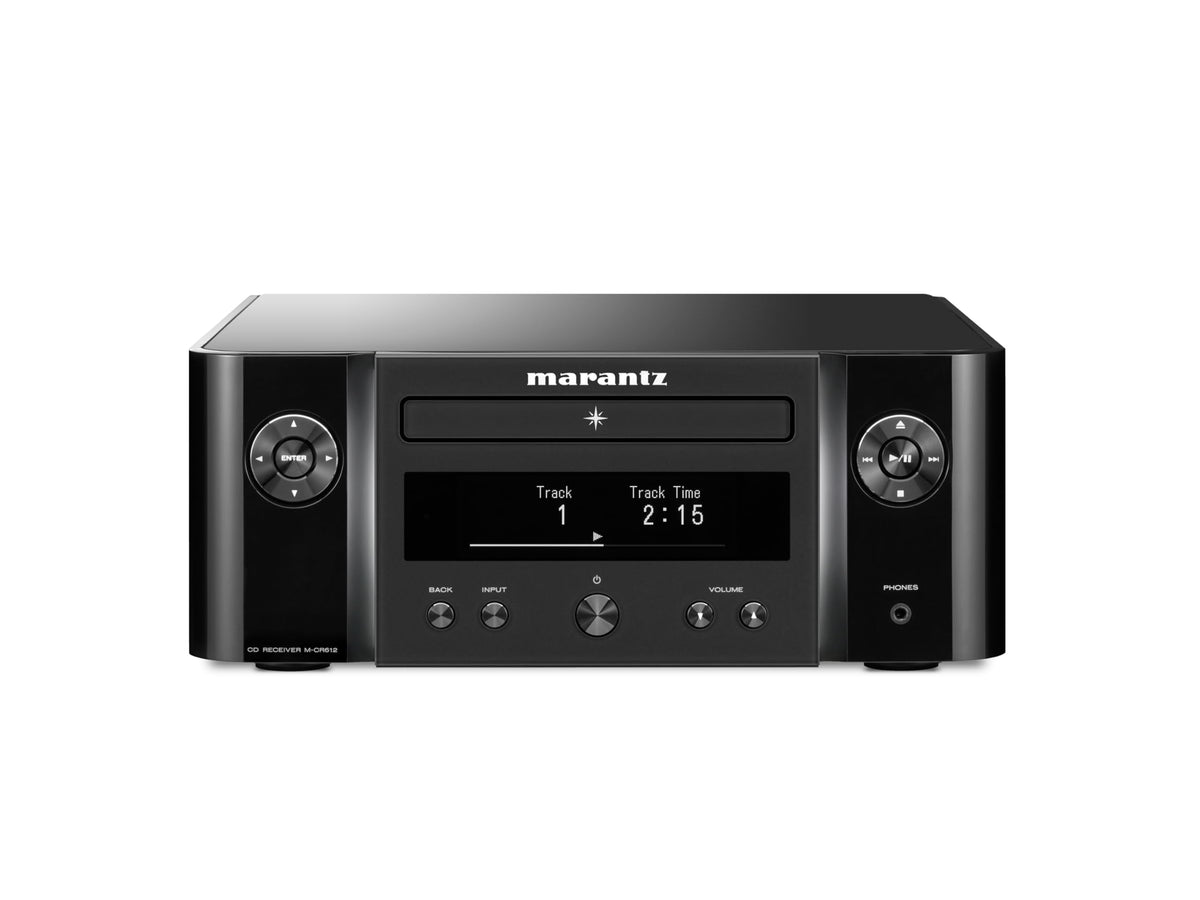 Marantz M-CR612 front panel compact design for versatile living spaces.