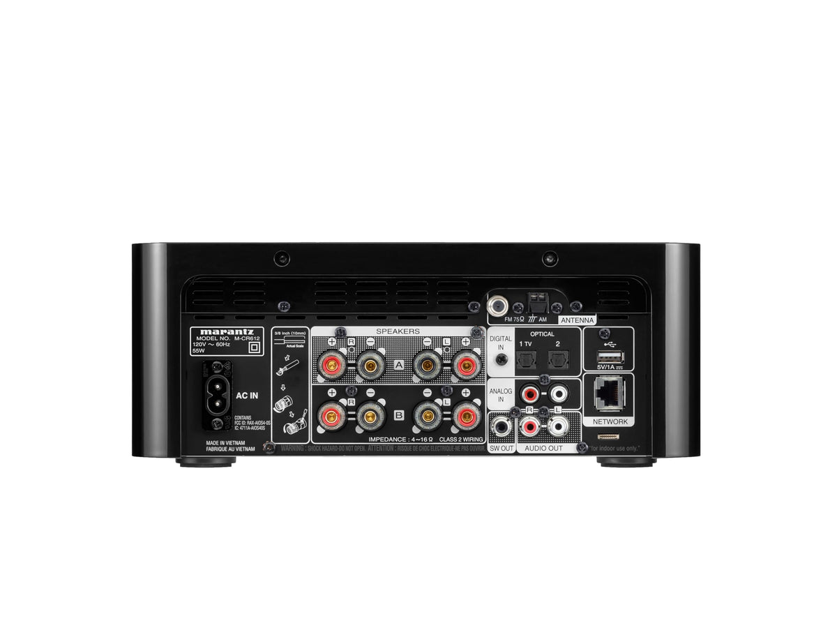 Marantz M-CR612 TV connection via optical input for enhanced audio.