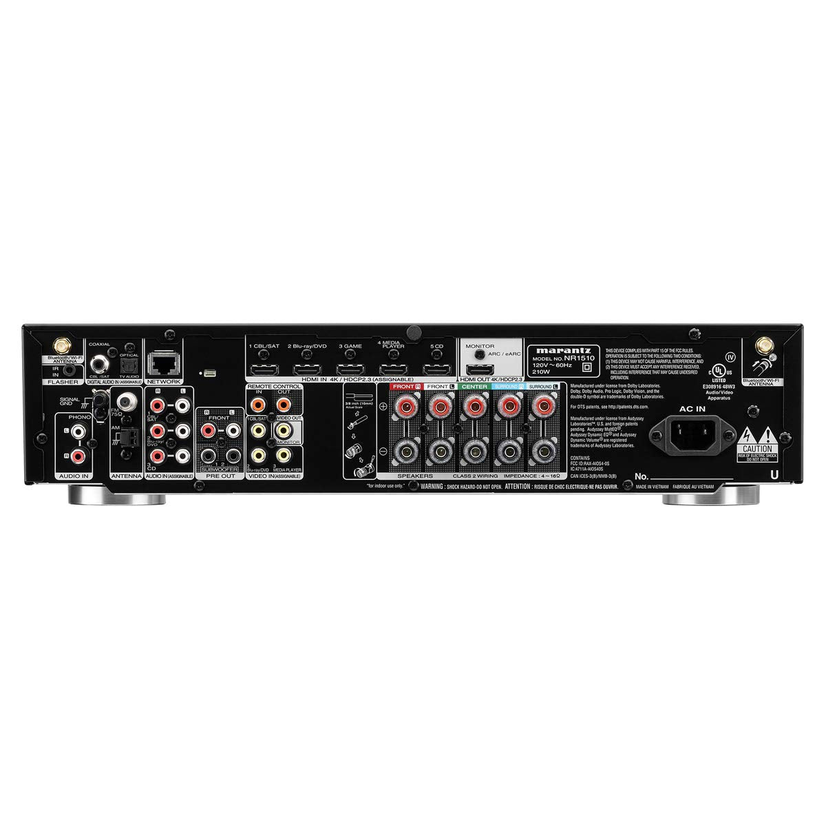 Marantz NR1510 HDMI ports provide versatile 4K connectivity at home.