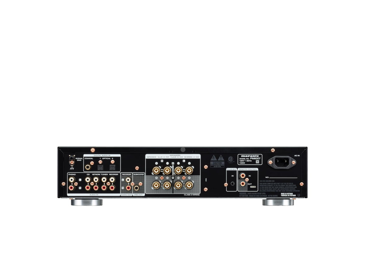 Marantz PM6007 rear connectors enabling versatile speaker and source setup.