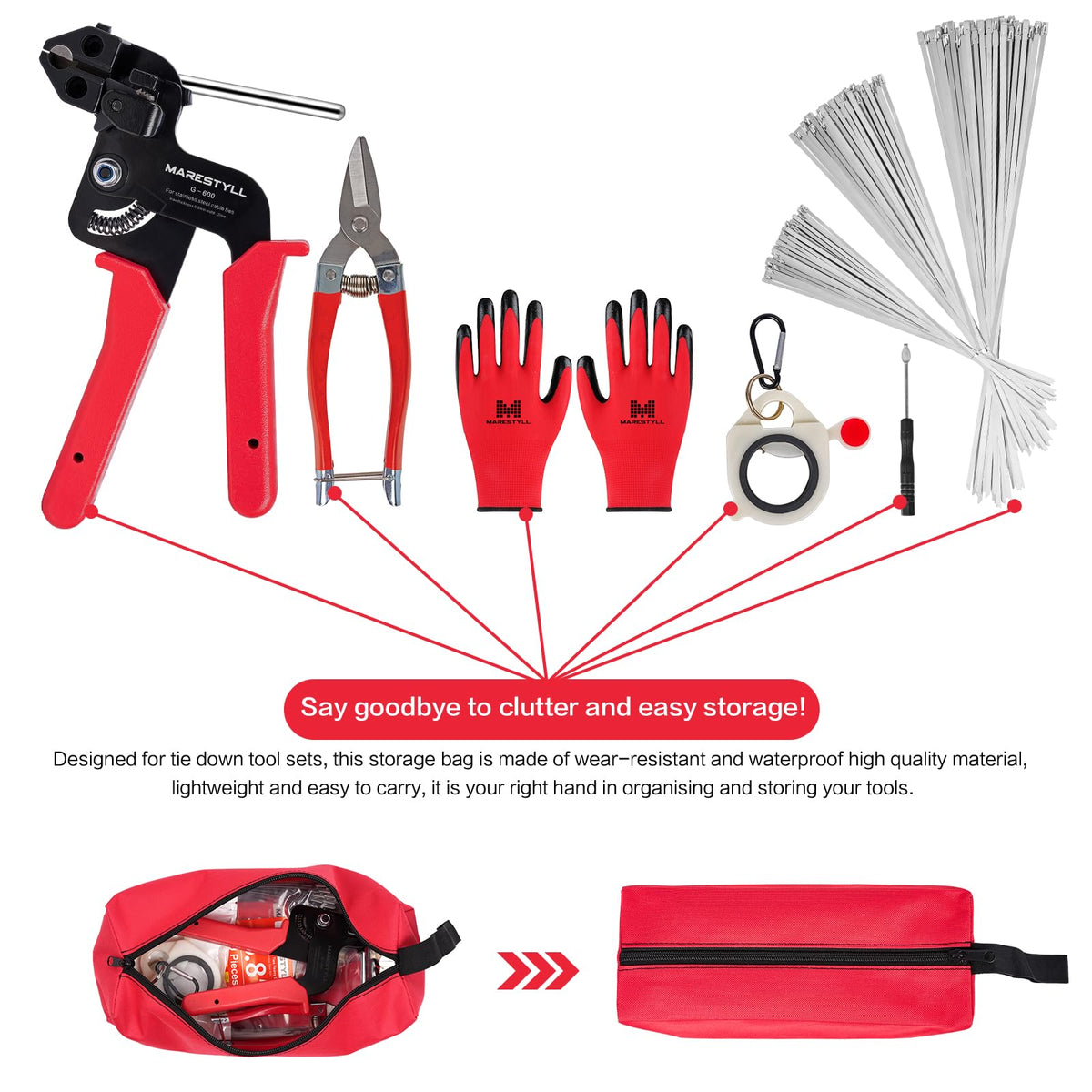 Marestyll zip tie gun fastening a chain link fence for durable outdoor use