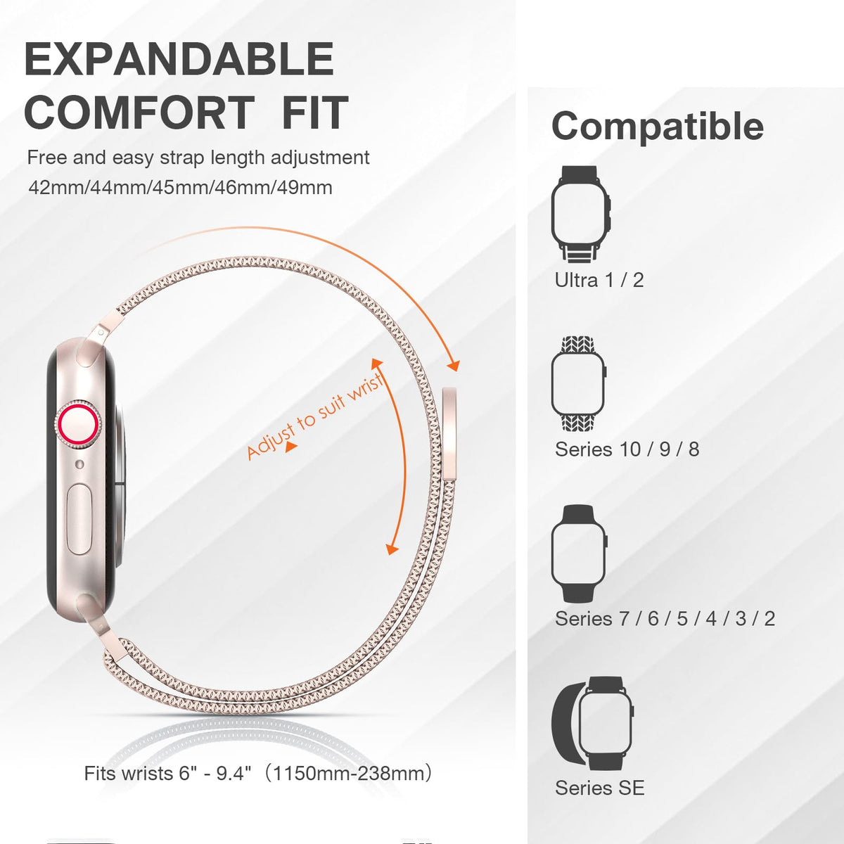 MARGE PLUS compatible with Apple Watch Ultra/Series 10, versatile replacement
