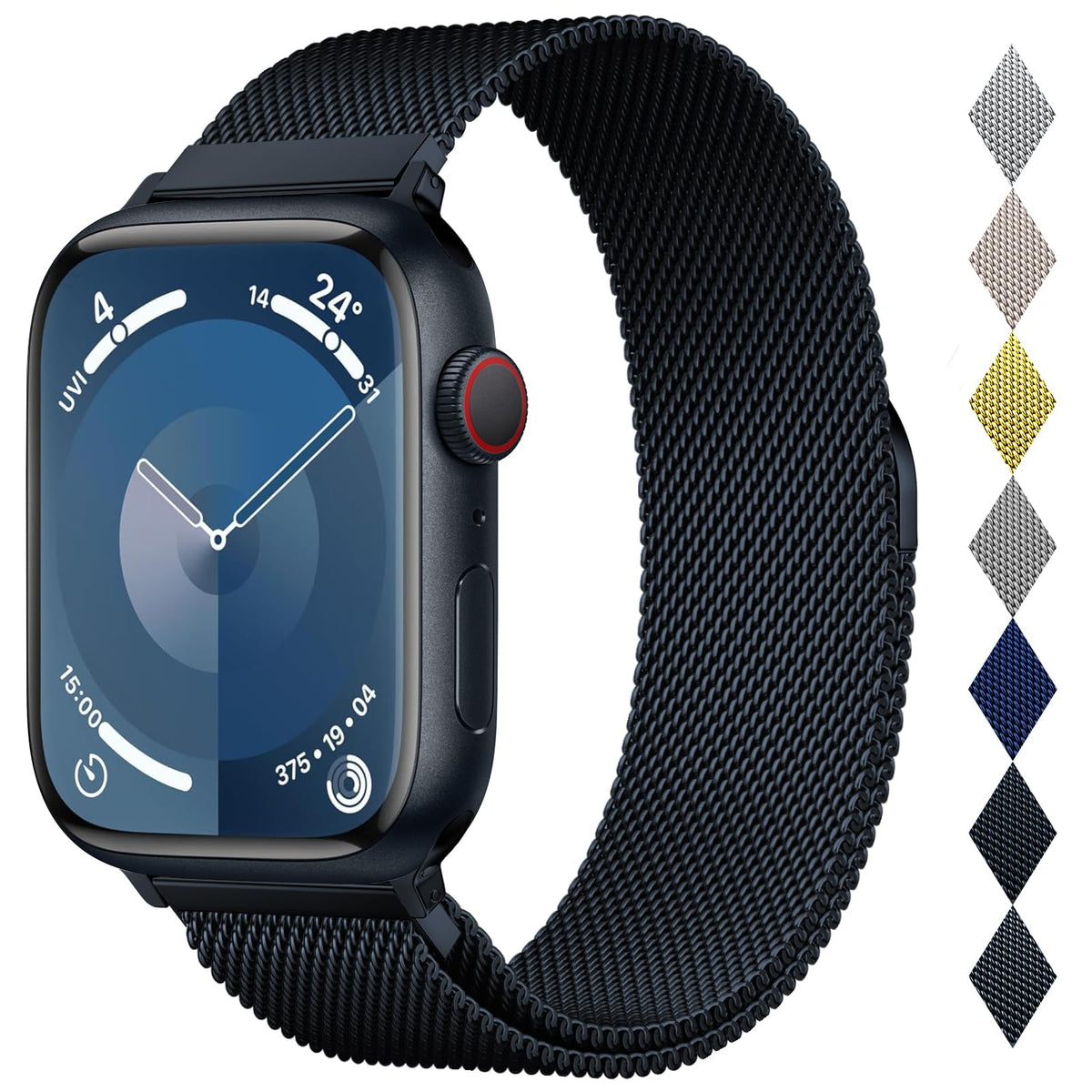MARGE PLUS Milanese Loop close-up with magnetic clasp ensures secure fit on Apple Watch