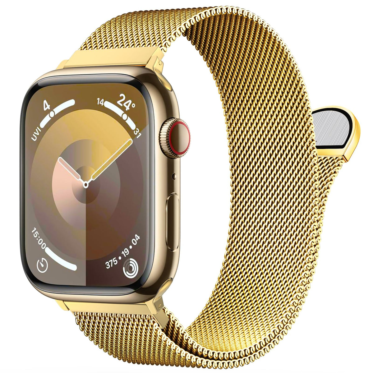 MARGE PLUS Milanese loop closeup on Apple Watch band with polished edges for secure daily wear.