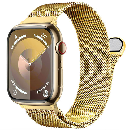 MARGE PLUS Milanese loop closeup on Apple Watch band with polished edges for secure daily wear.