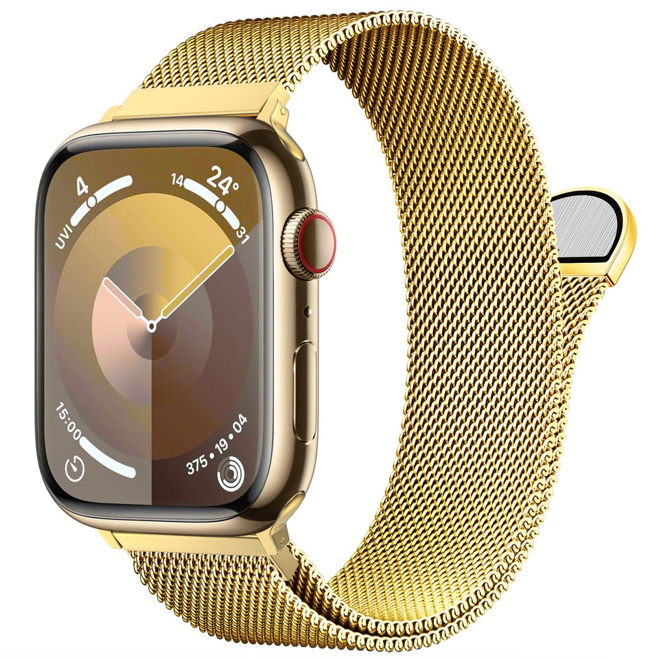 MARGE PLUS Milanese loop closeup on Apple Watch band with polished edges for secure daily wear.
