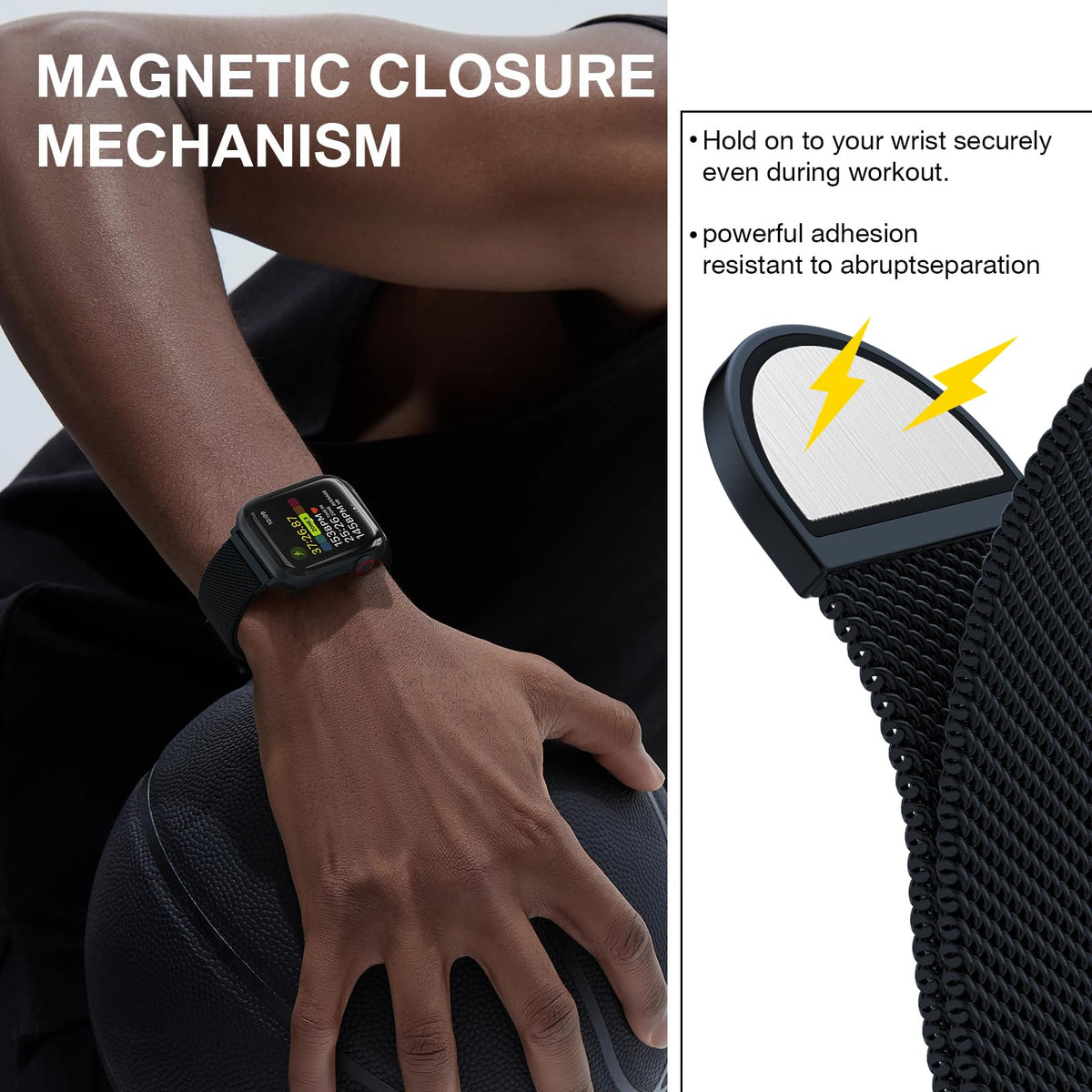 MARGE PLUS Milanese Loop breathable mesh detail shows skin-friendly comfort