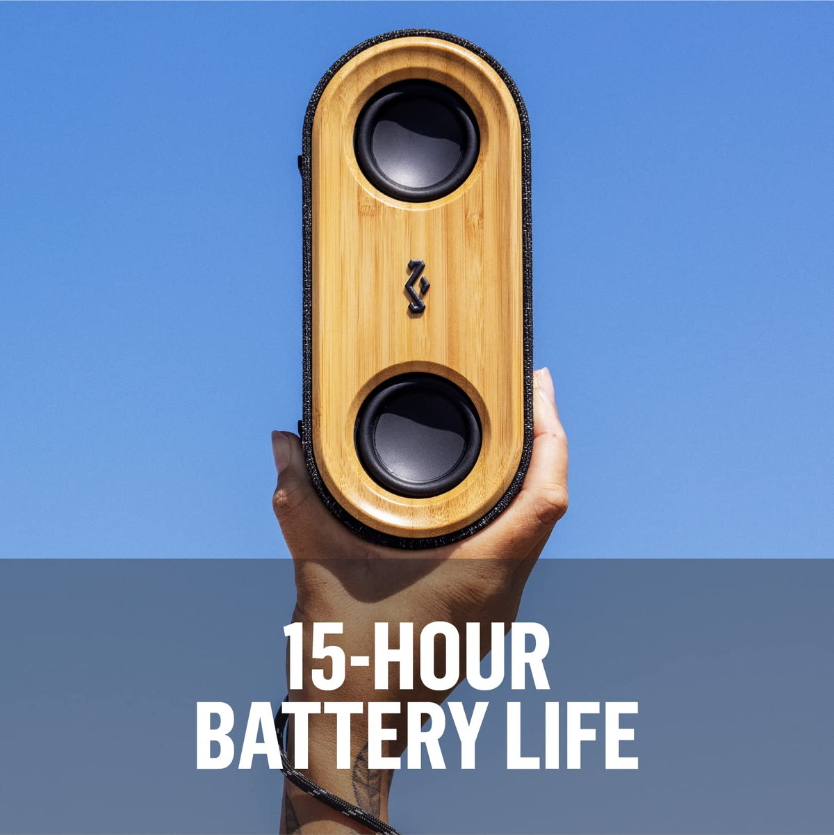 Marley Get Together 2 Mini speaker with charging USB-C for all-day listening.