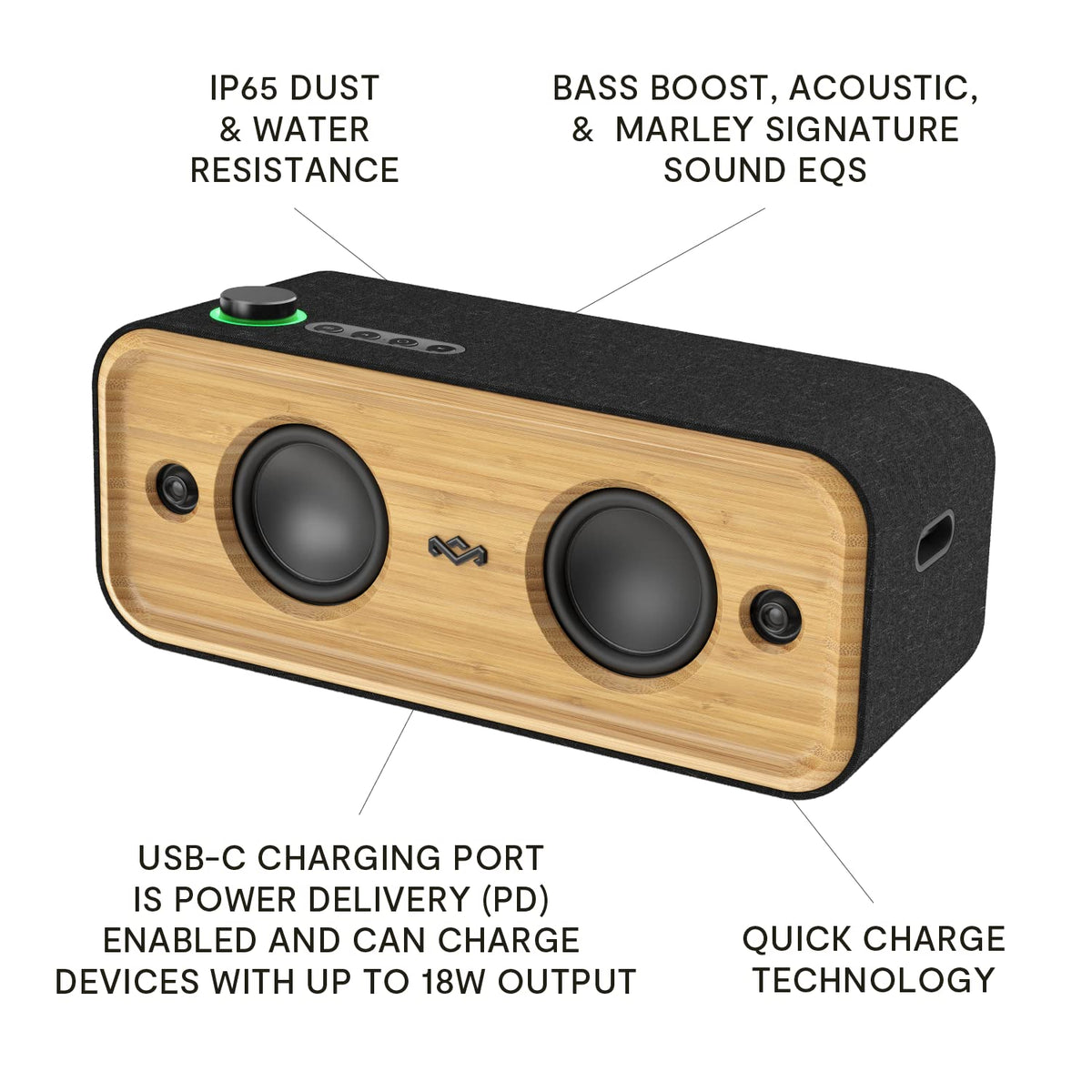 Marley Get Together 2 XL rugged housing with bamboo and REWIND fabric for outdoor use