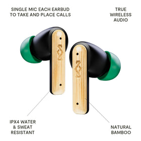 House of Marley close-up of earbud texture highlighting bamboo and recycled material detail