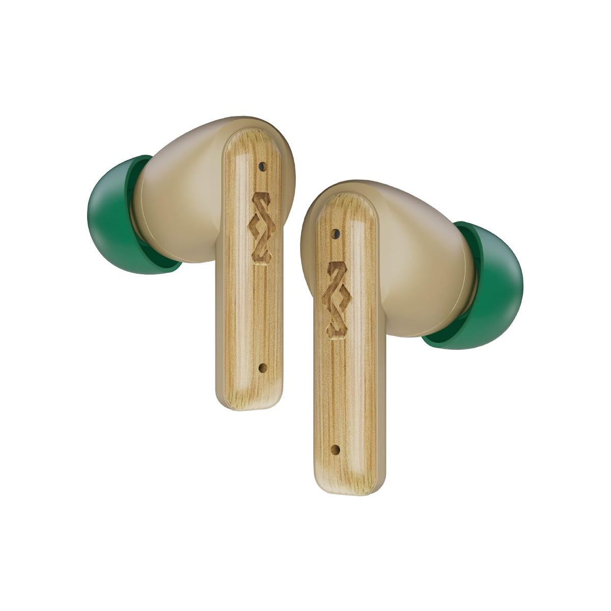 House of Marley front view cream earbuds showing sustainable design and comfort
