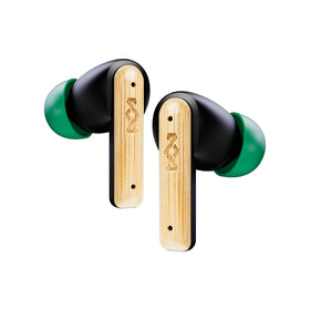 House of Marley front view of Little Bird earbuds showing compact design and eco look