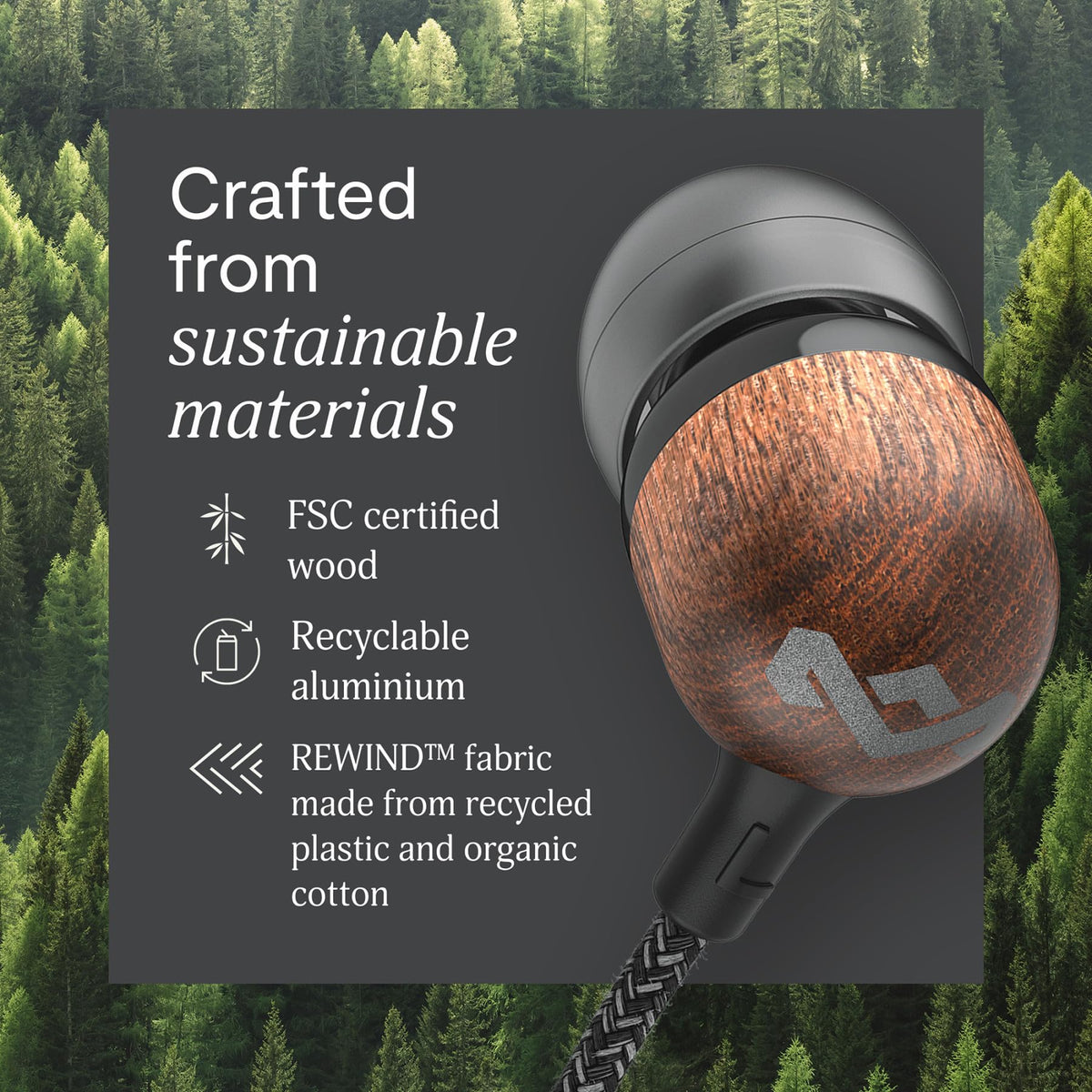 Built-in microphone on Marley Smile Jamaica earbuds for hands-free calls.