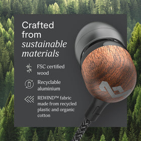 Built-in microphone on Marley Smile Jamaica earbuds for hands-free calls.
