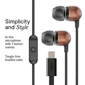 Close-up of tangle-free cable on Marley earbuds for daily use.