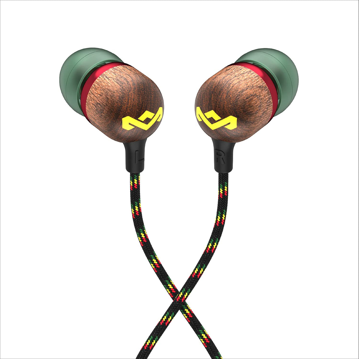 Marley Smile Jamaica earbuds in-use shot illustrating comfortable wear during activity.