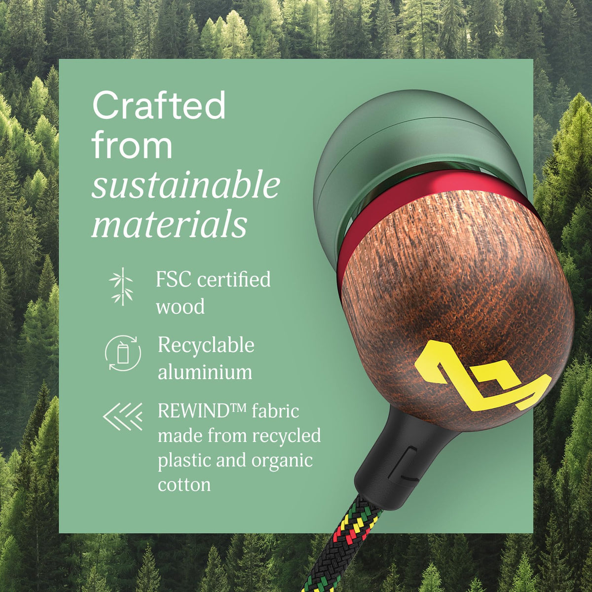 Marley Smile Jamaica USB-C earbuds ear tips offering a snug, fatigue-free fit