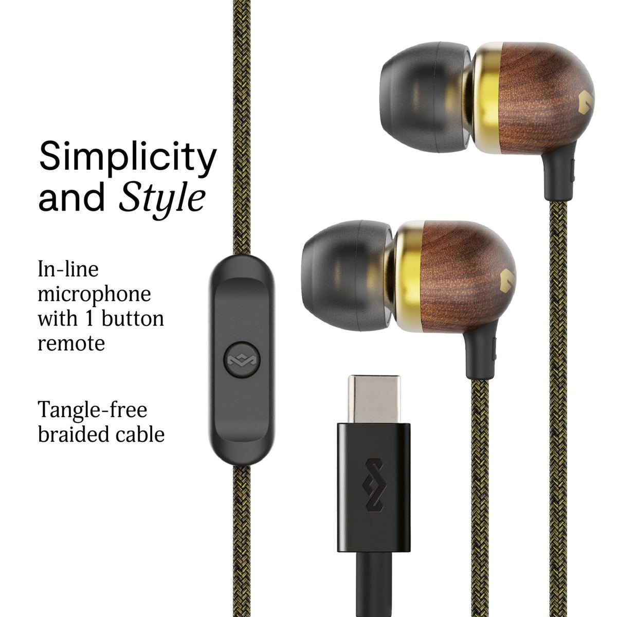 Marley Smile Jamaica USB-C earbuds in-ear fit for secure comfort during long listening.