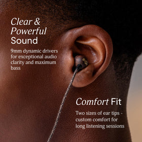 Built-in microphone on Marley Smile Jamaica USB-C earbuds enables hands-free calls.