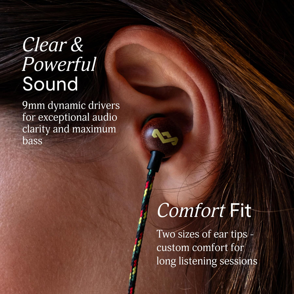 Marley Smile Jamaica USB-C earbuds tangle-free cable reducing knots during daily use