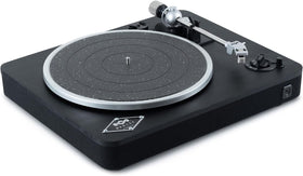 Marley Stir It Up turntable with bamboo top for an eco-friendly living room ambiance.