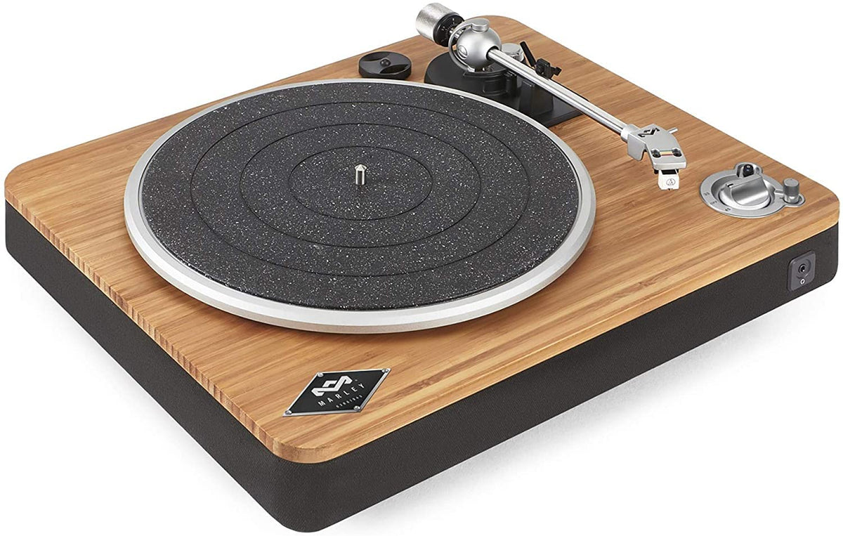 Marley Stir It Up turntable top view highlights sleek design and bamboo plinth