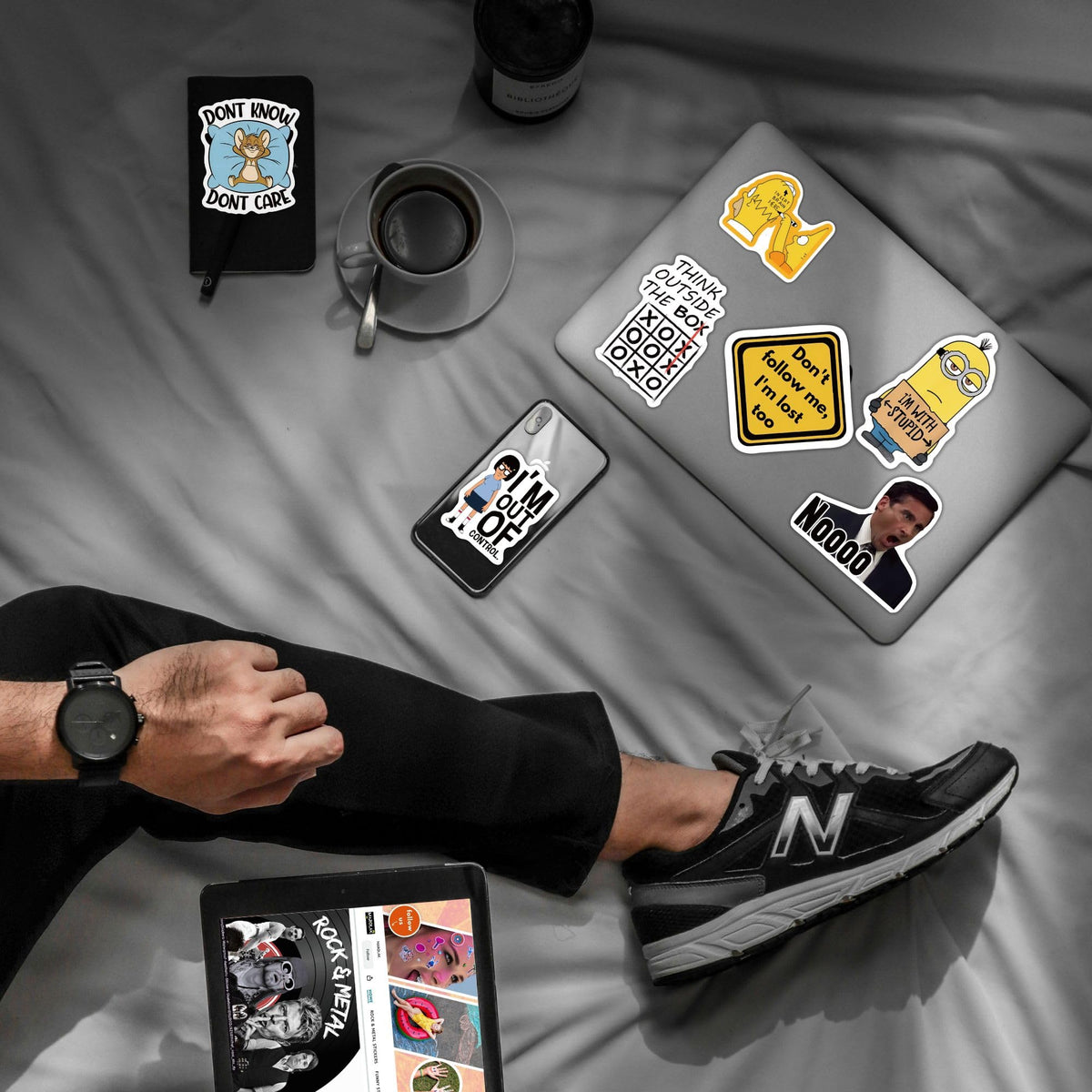 MAROLAK stickers suit laptops, bottles, phones for quick personalization.