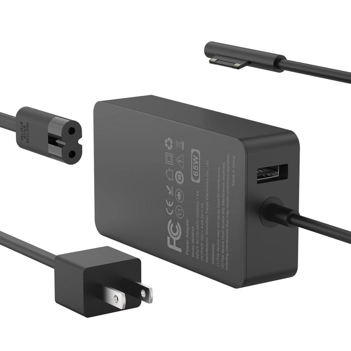 MARSDOCK 65W adapter front view showing compact design and ports for reliable charging