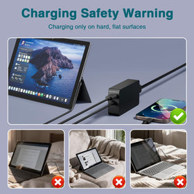 MARSDOCK charger connected to a Surface on a sofa showing comfortable, extended reach