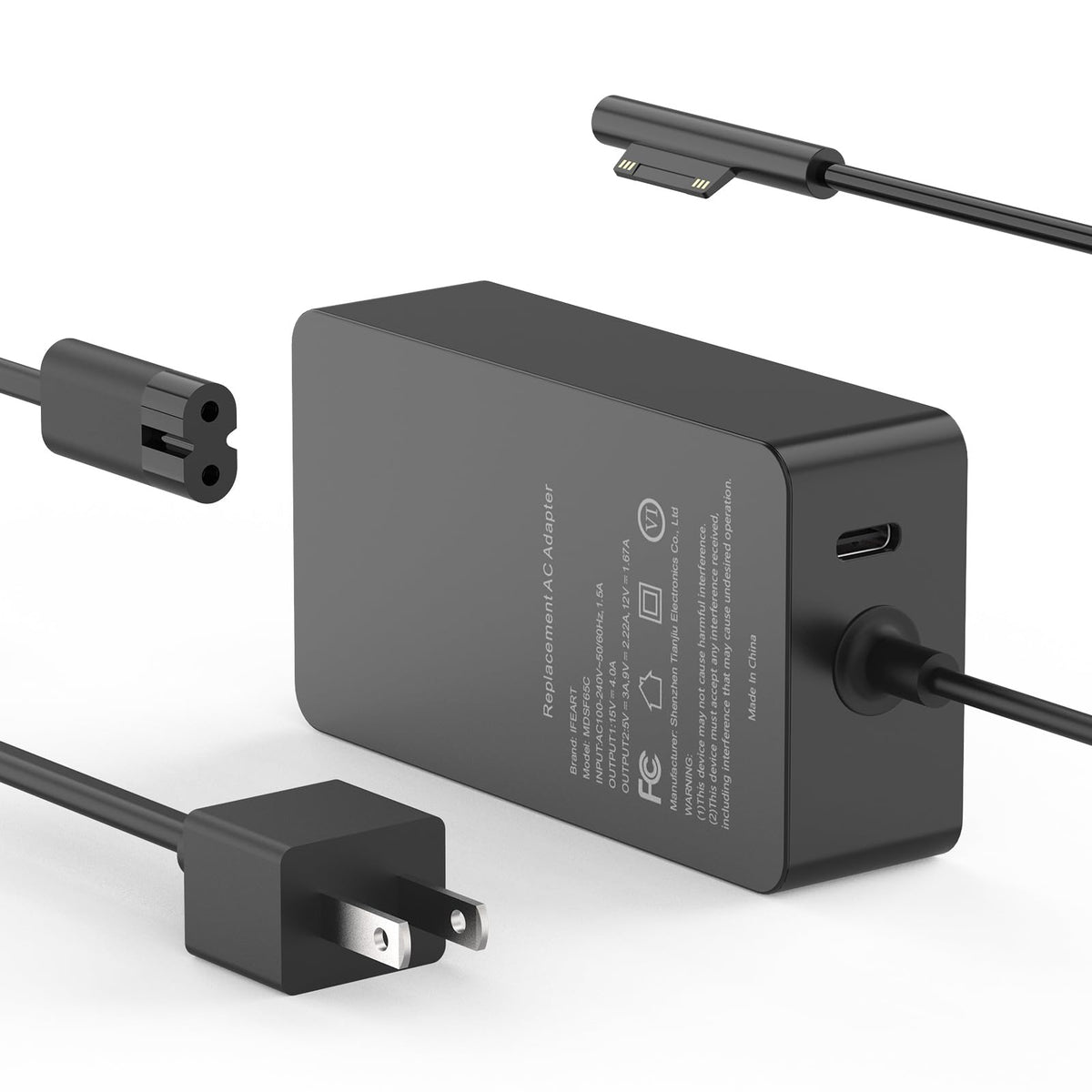 MARSDOCK front view of 65W charger showing dual ports and compact housing, reliable power