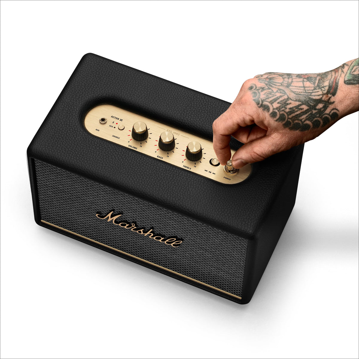 Marshall Acton III 3.5 mm input shown for versatile connections.